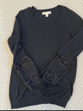 Michael Kors Black Sweater with Lace Sleeves